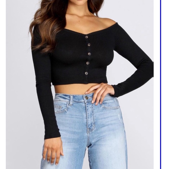 Ribbed knit crop top sweater - Picture 4 of 4